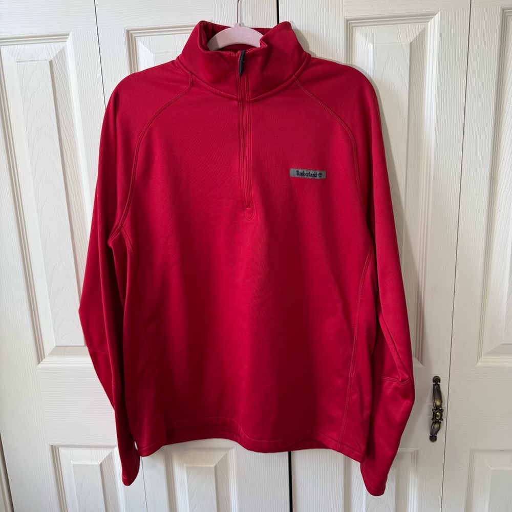 Timberland Red 1/4 Zip Long Sleeve Pullover Sweater Men’s Size M
